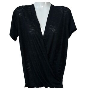 Bobi Los Angeles Top XS Black Faux Wrap Cottagegoth Moody Dramatic Basic Refined
